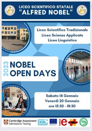 Liceo Nobel. locandina open day 300